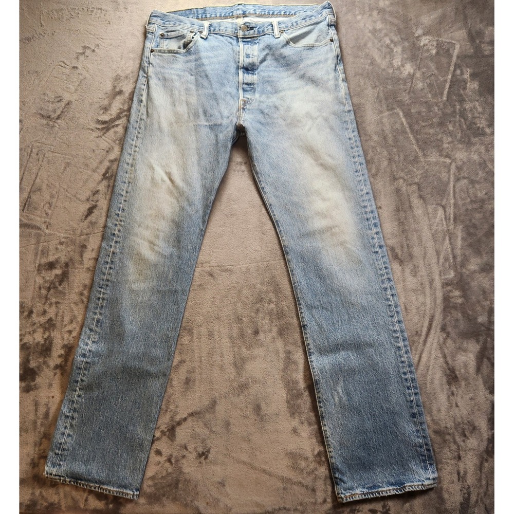 Levis 501 Jeans Mens 36x34 Blue Button Fly Original Straight Leg Light Mexico